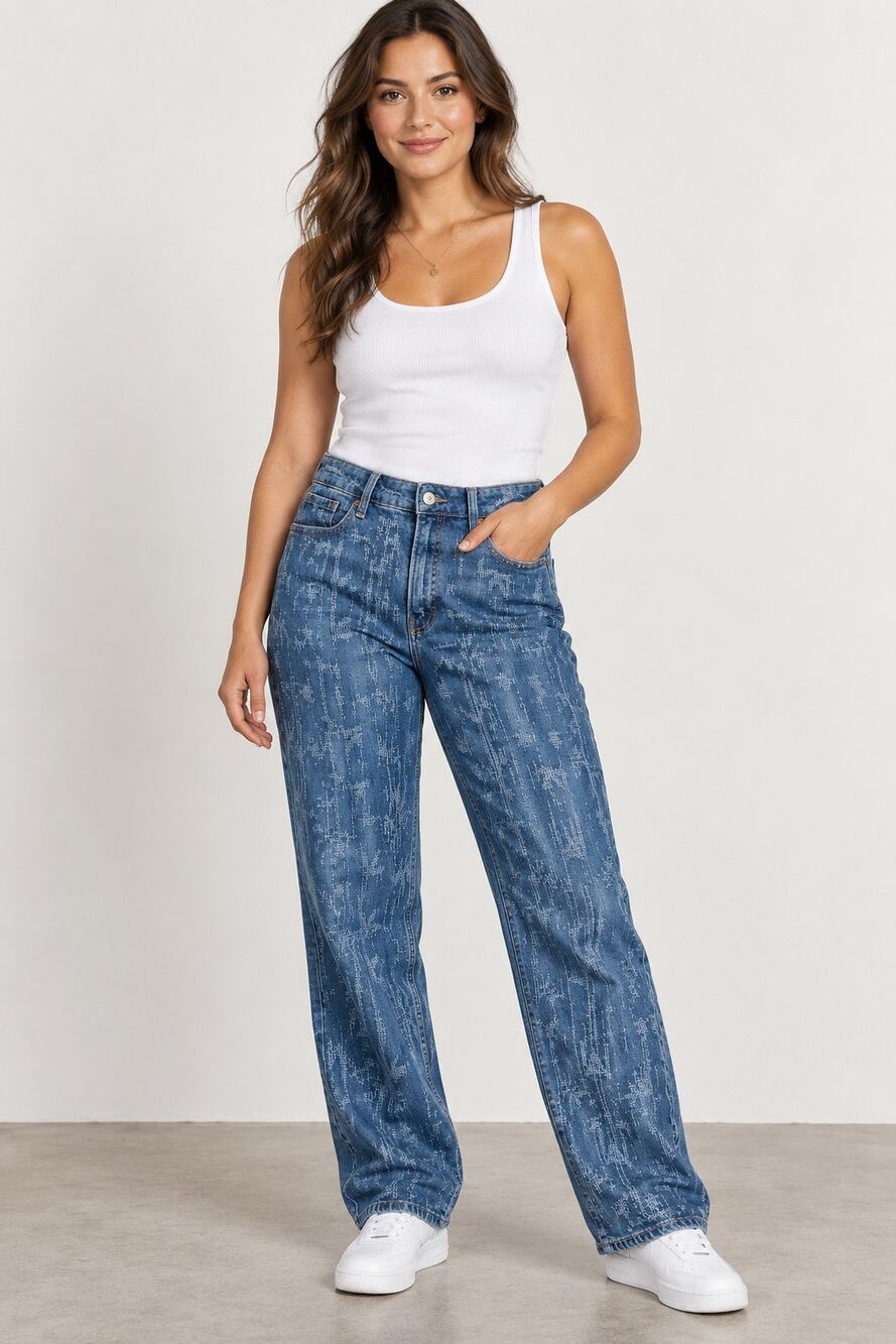 Old Navy Jeans Women’s 14 Tall High Rise OG Loose Straight Leg Textured Denim